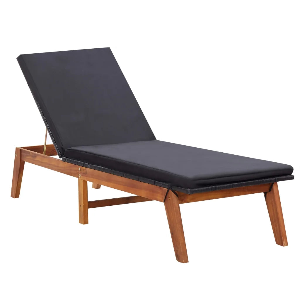Lettino Prendisole con Tavolino in Polyrattan e Legno Acacia cod mxl 16010