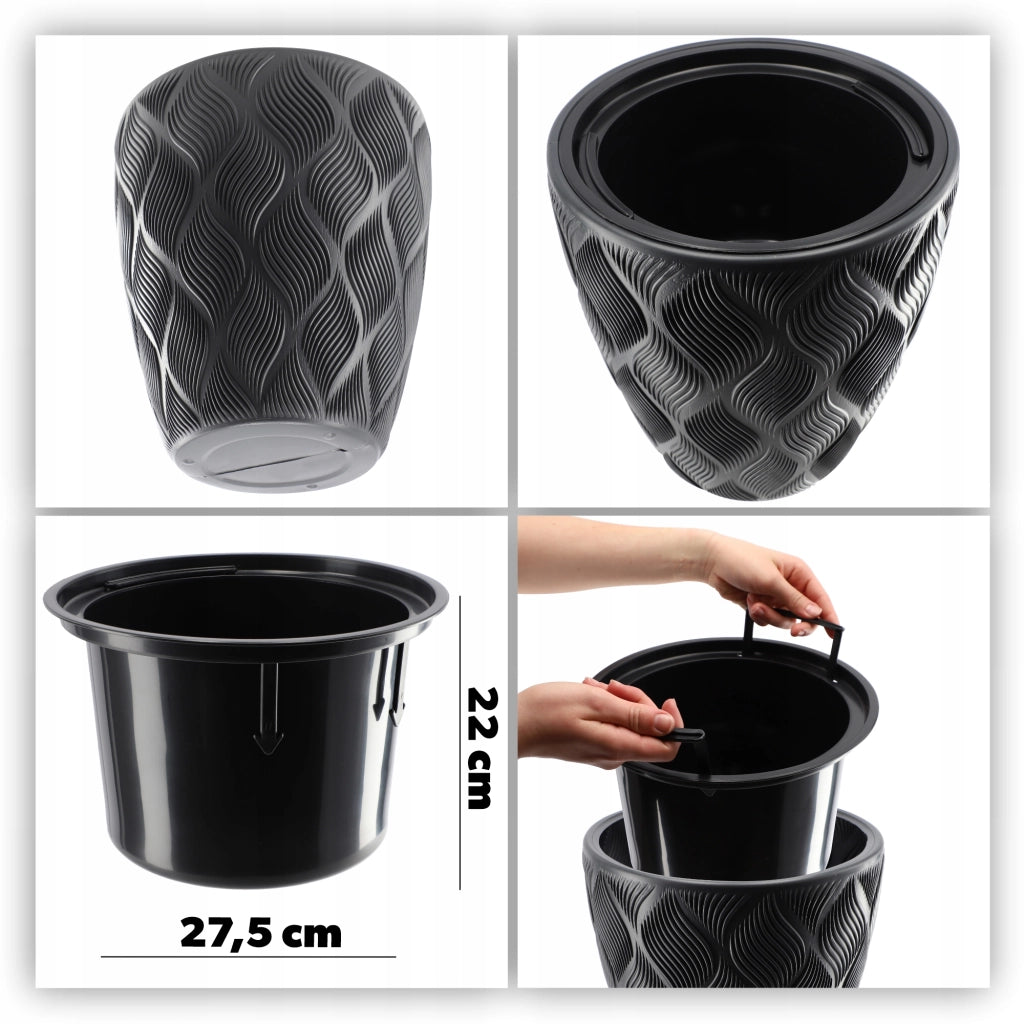Vaso da fiori KADAX con inserto 42 cm, copertura per vaso da fiori in plastica alta