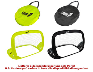 Porta da Calcio 128x84x81 cm Pieghevole Pop-Up Nera e Gialla
