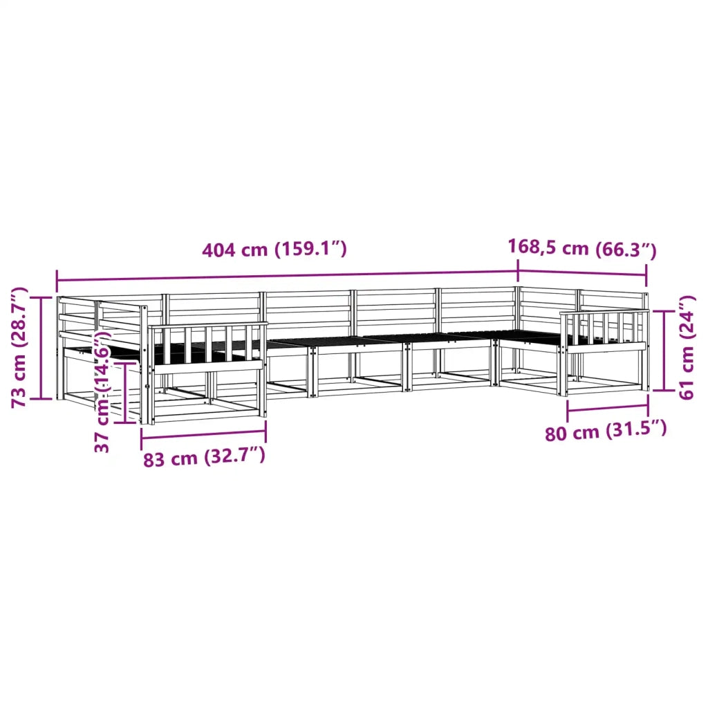 Set di divani da esterno 7 pcs Bianco Legno di Acacia Massello 3386963