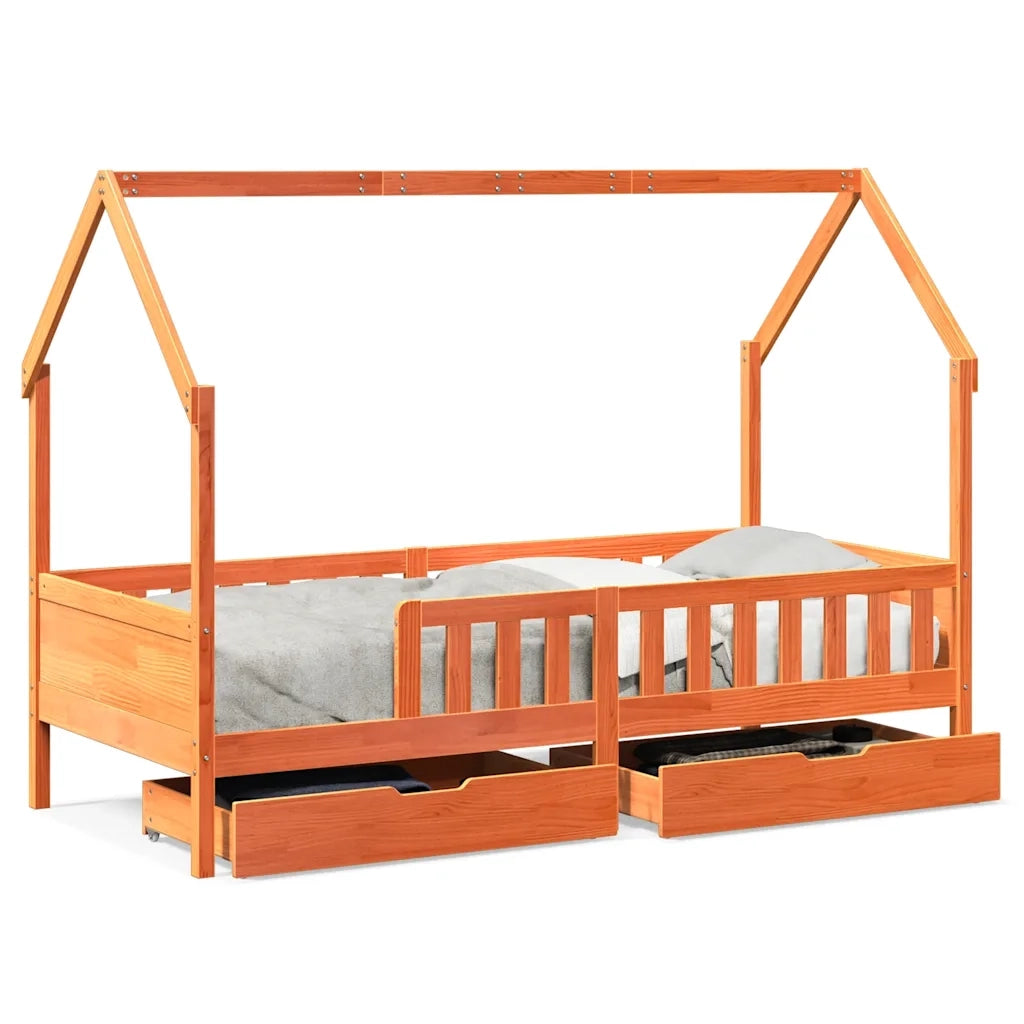 Giroletto Bambini con Cassetti-Struttura Letto Bambini 80x200 cm Legno Massello di Pino 800662