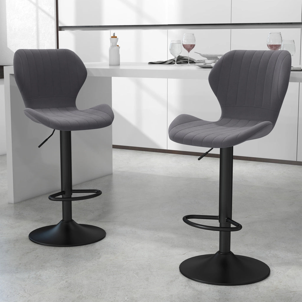 Sgabello da Bar ¨C zephmum ¨C Velluto Grigio Metallo 47x51.5x92-114 cm