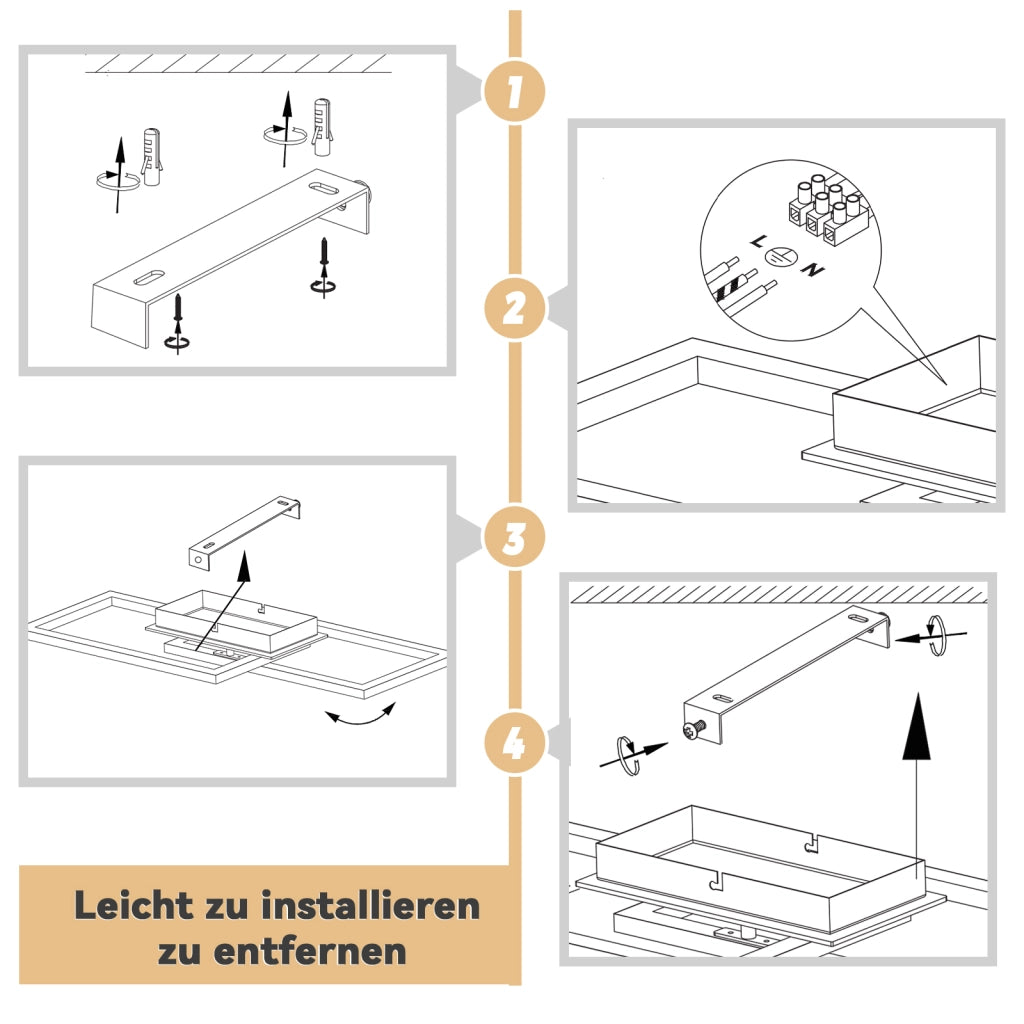 ZMH Lampada da soffitto plafoniera LED moderna 24W bianco caldo nero retrò per soggiorno cucina corridoio