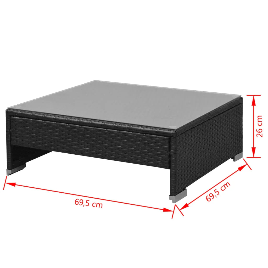 Set di mobili da giardino mobili da esterno 7 pezzi con baldacchino in resina intrecciata nera 02_0017055