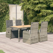 Set da Pranzo da Giardino 5 pz con Cuscini in Polyrattan Grigio 3157593