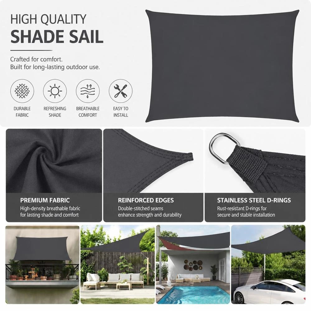 Rectangular Sunshade Sail Made Of Oxford Fabric, 3.5 X 4.5 M, Anthracite