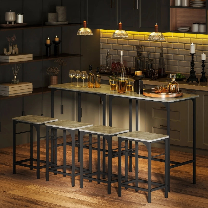 TAVOLO BAR Set da 3 pezzi 80x50x87 cm Grigio Acciaio
