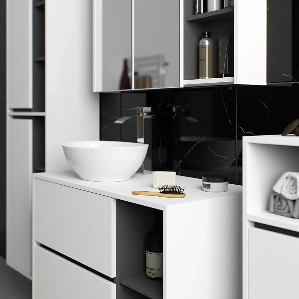 Mobile bagno sospeso VAMI Bianco, Grigio Grafite 35 cm 1 anta 35x30x80 cm