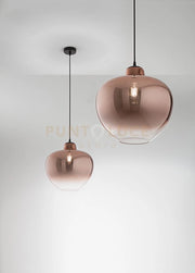 Sospensione vetro rame specchiato sfumato + nero opaco Bowl 1 luce attacco E27 d.36,5cm