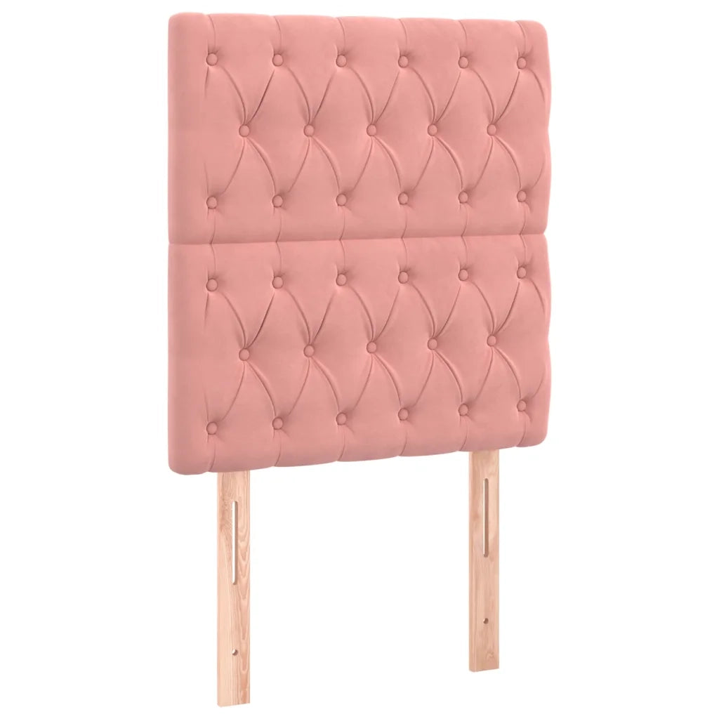 Letto a Molle con Materasso e LED Rosa 90x190 cm in Velluto
