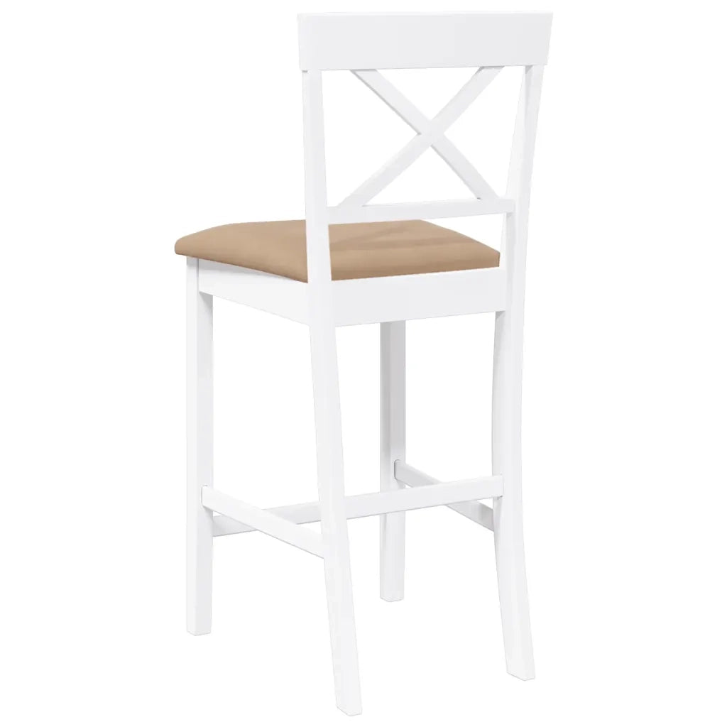 Sgabelli da Bar con Cuscini 2 pz Bianco Legno Massello di Hevea 4102554