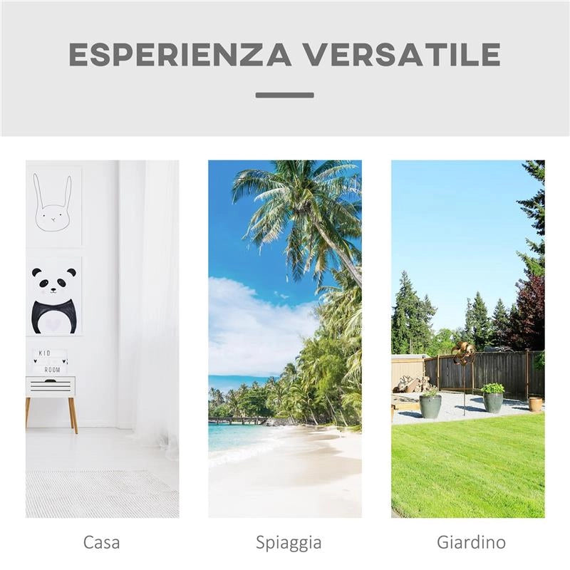 AMACA DA GIARDINO SOSPESA IN TELA CON FRANGE STILE BOHO 288X150 CM CAPACITÀ 120 KG CREMA