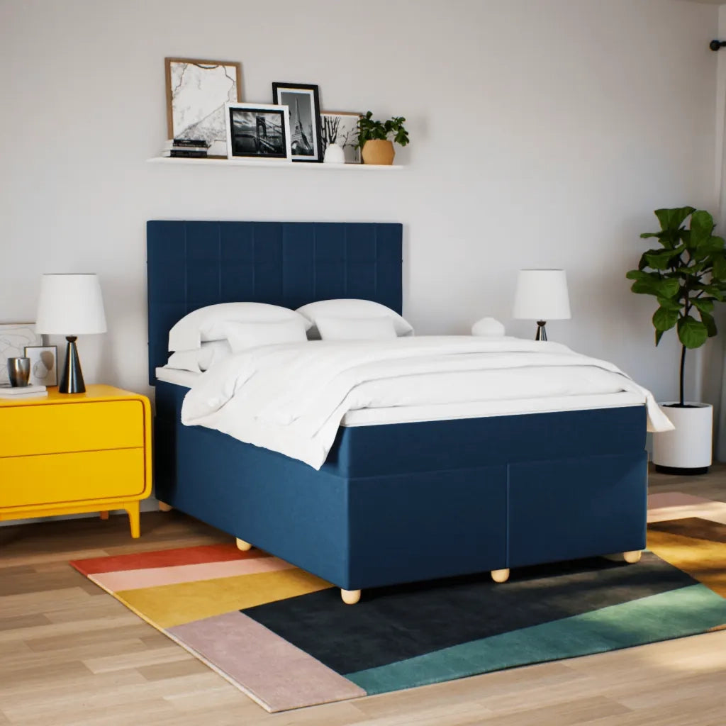 Giroletto a Molle con Materasso Blu 140x200 cm in Tessuto