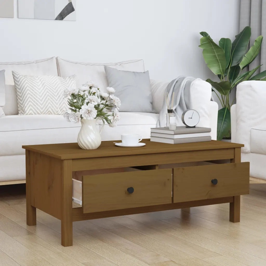 Tavolino da Salotto ambra 100x50x40 cm Legno Massello di Pino 814607