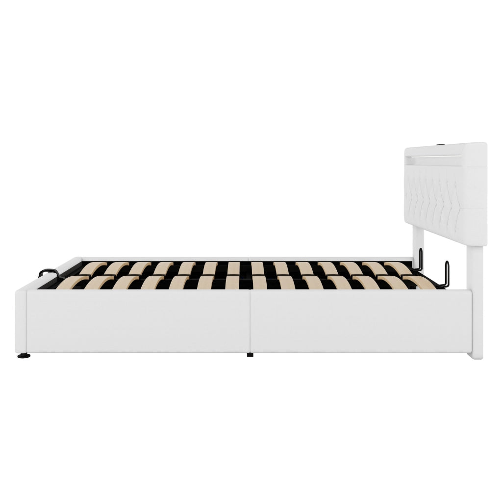 Letto imbottito 140 x 200 cm con illuminazione LED e porte USB