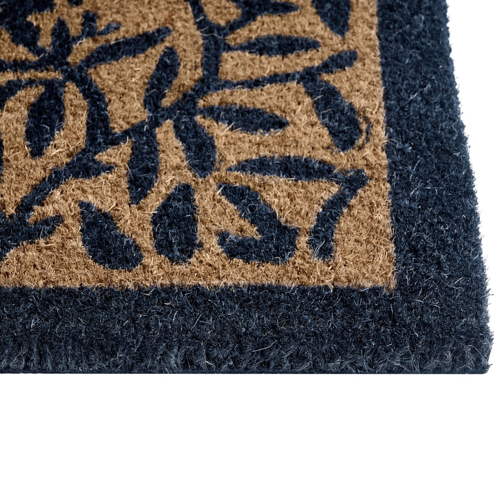 Zerbino in fibra di cocco naturale con fondo antiscivolo 40 x 60 cm Antiscivolo Decorativo Motivo foglie Zerbino di benvenuto