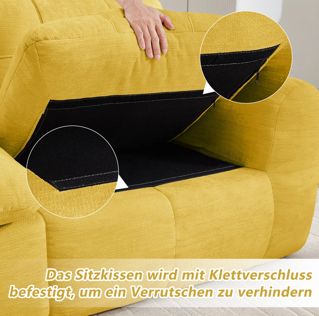 DIVANO Modulare a U 264x160 cm in Chenille Giallo