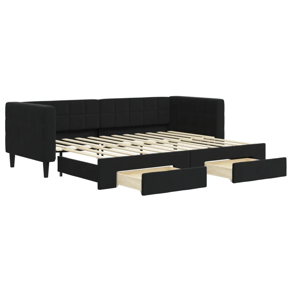 Divano Letto Estraibile con Cassetti-Sofa Letto-Daybed Nero 80x200 cm in Velluto 825195