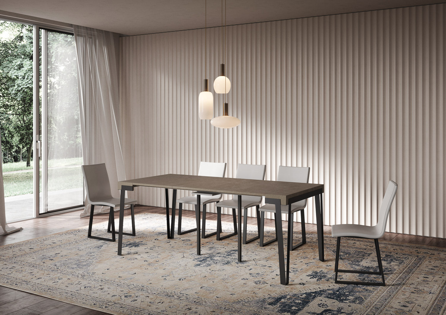 Consolle Allungabile 90-196x40x77 cm Rio Small Tortora Telaio Antracite