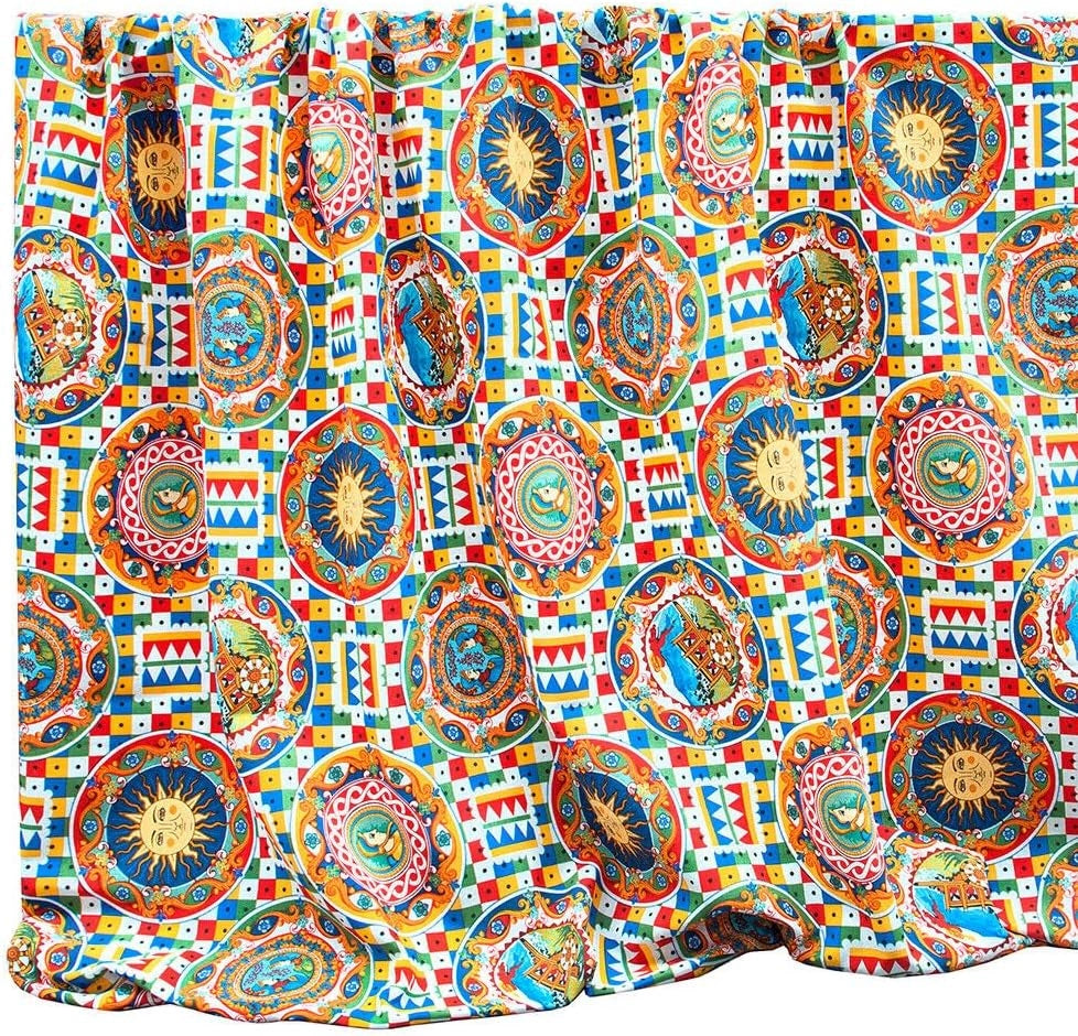 Telo Arredo Granfoulard 260X280 Cm Cotone Maiolica Vintage Copridivano Letto Multiuso