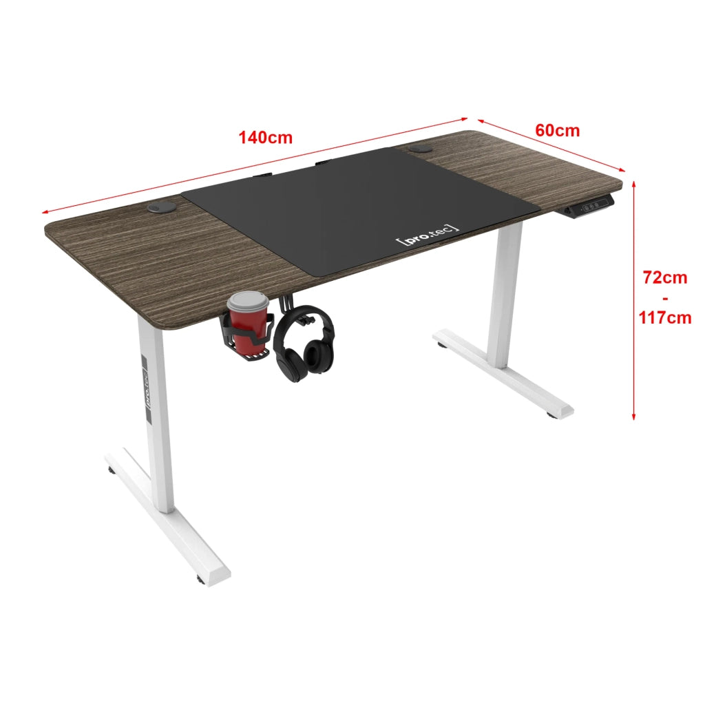 Scrivania/postazione di lavoro regolabile elettricamente in altezza 140 x 60 x 72-117 cm effetto legno scuro 03_0006652