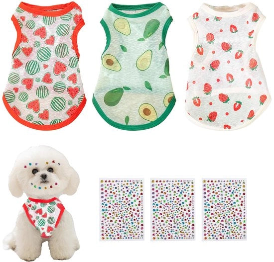 Vestone per Cani - Adattabile per Chihuahua e Poodle - 3 pezzi - con Strass e Stickers - Adatto per Piccoli Cani