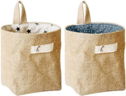 Set di contenitori per la stanza, da 2, in cotone e lino, contenitori appesi, piccole borse da parete, 13 x 10 x 10 cm, soluzioni di archiviazione spaziate per camere da studente e abitazioni.
