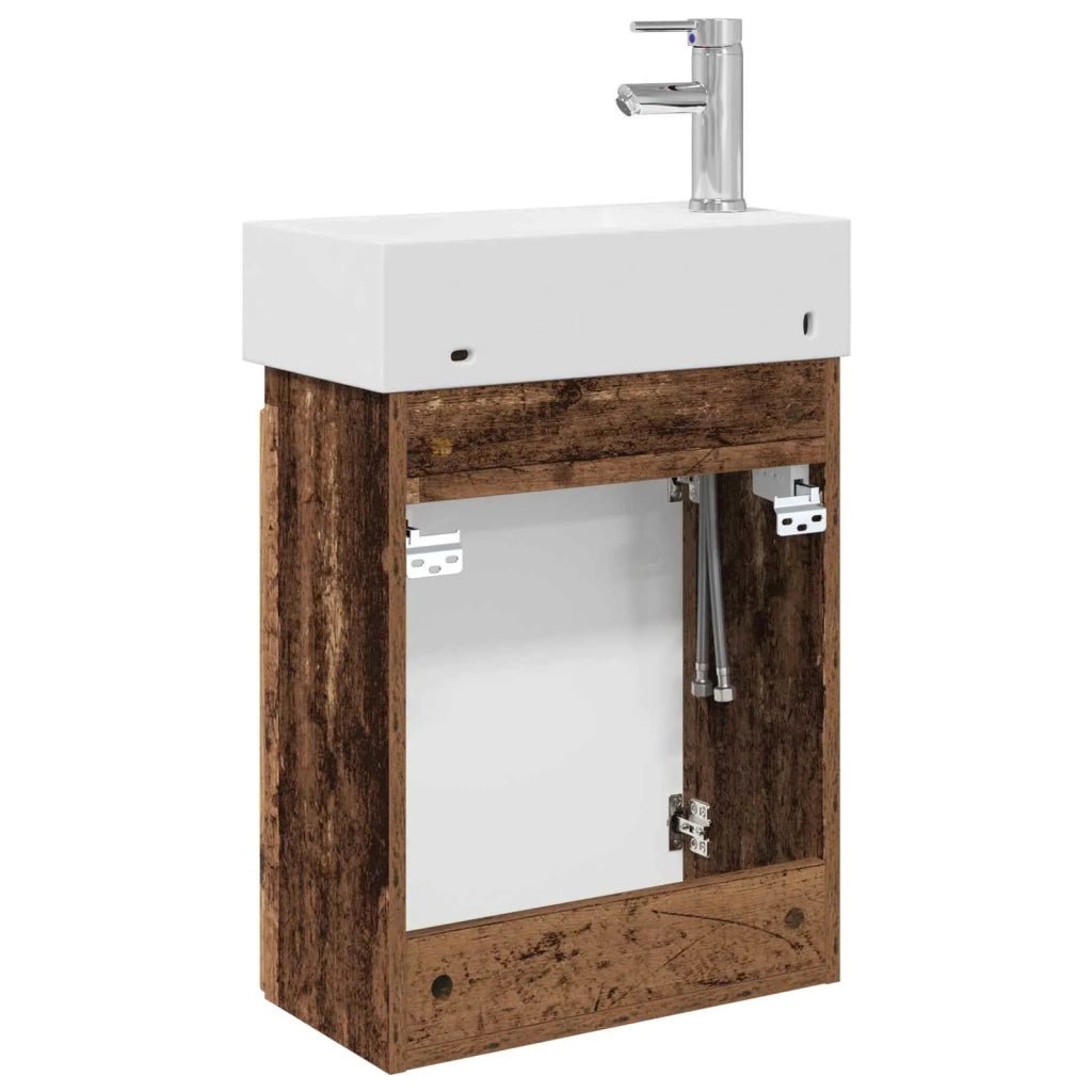 Mobile bagno con rubinetto Legno antico 45,5 x 22,5 x 84 cm 889509