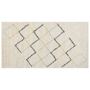 Tappeto in cotone beige 80 x 150 cm minimalista fatto a mano motivo geometrico soggiorno camera da letto