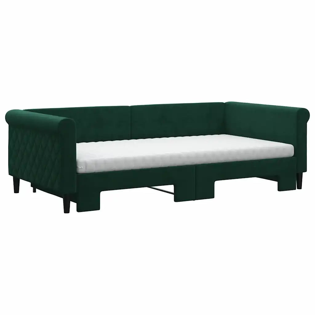 Divano Letto Estraibile Materassi Verde Scuro 100x200 Velluto