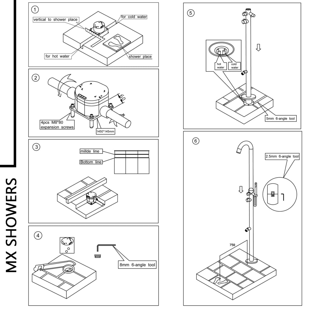 MPC Doccia per esterno in acciaio inox 316 satinato con deviatore sopra-sotto miscelatore calda-fredda e doccino flessibile in acciaio inox anticalcare MX1013-INOX