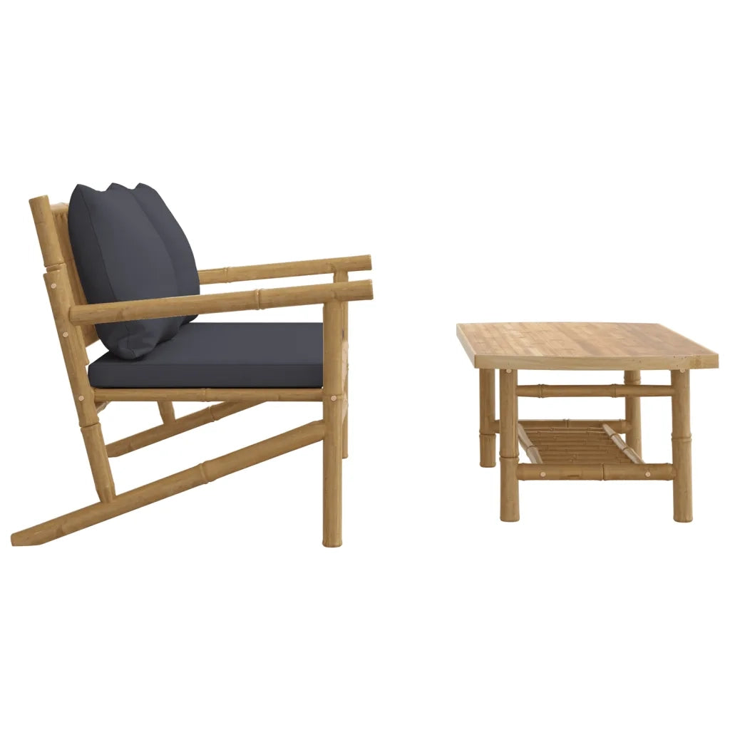 Set Salotto da Giardino 2pz con Cuscini Grigio Scuro BambÃ¹