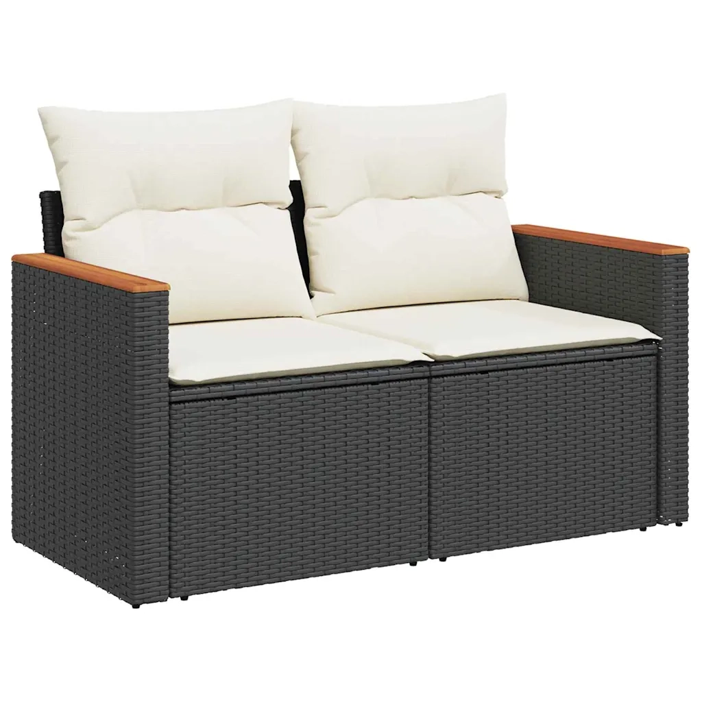 Set Divano da Giardino 8 pcs Nero polyrattan