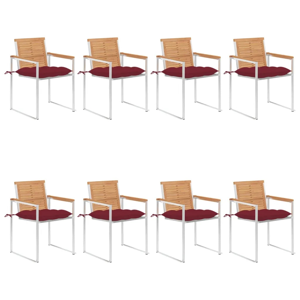 Sedie da Giardino con Cuscini 8 pz in Legno Massello di Teak cod mxl 45880