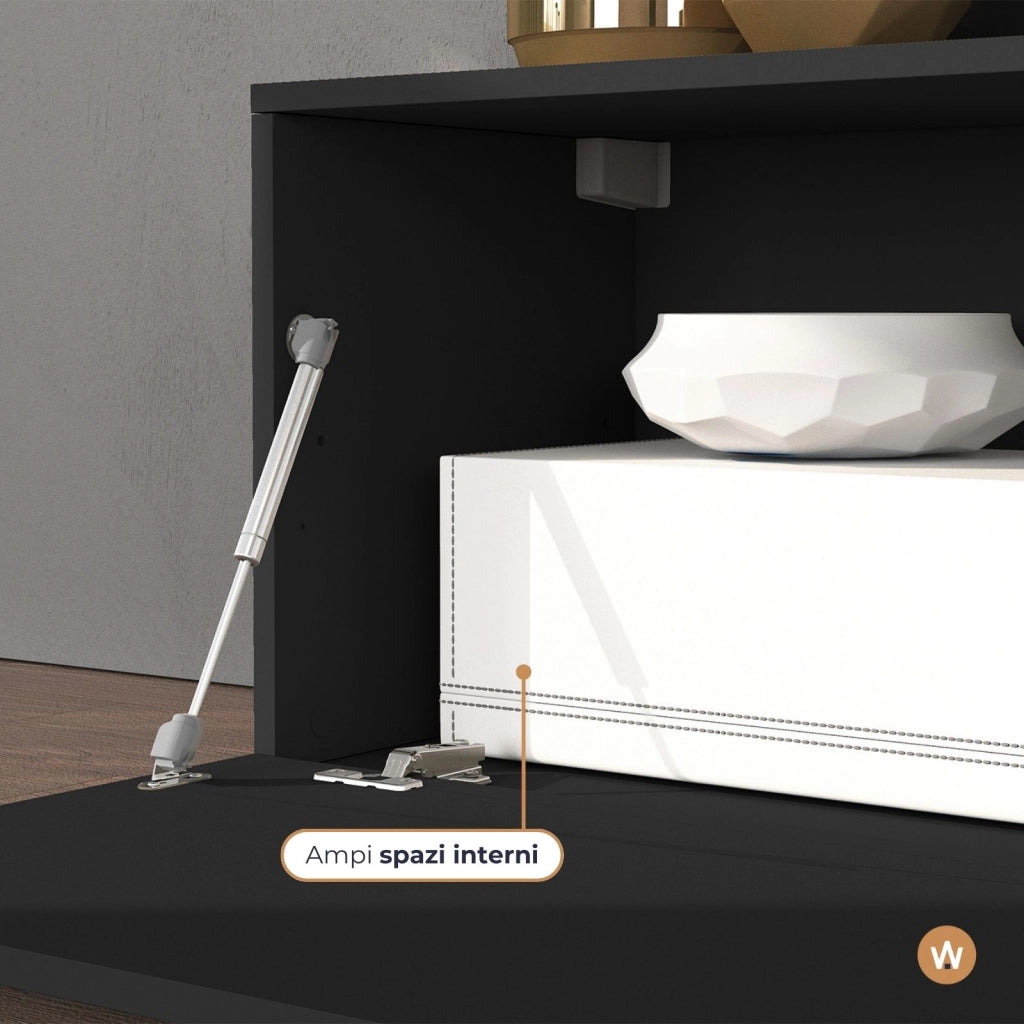 WHOUS Mobile porta tv Chronos estensibile con 1 anta a ribalta antracite/rovere 180/260x40x51 cm