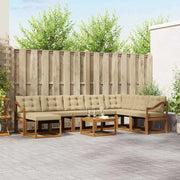 Set di divani da esterno con cuscino 9 pcs Naturale e Beige