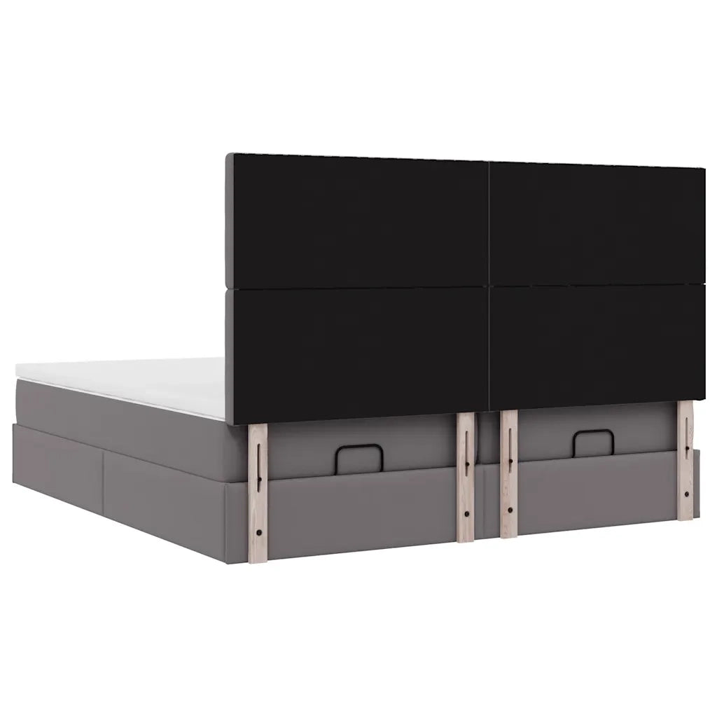 Struttura Letto Pouf con Materassi Grigio 200x200 cm Similpelle 3314511