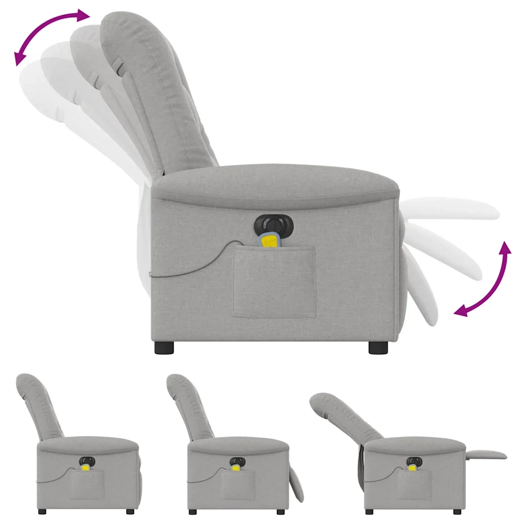 Divano Sedia-Poltrona Reclinabile Massaggio Elettrica Grigio Nuvola Tessuto 237744