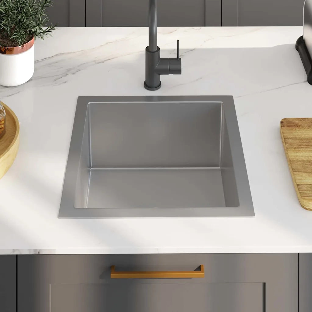 Lavello da Cucina Lavorato a Mano-Lavandino-Lavabo in Acciaio Inox 299966
