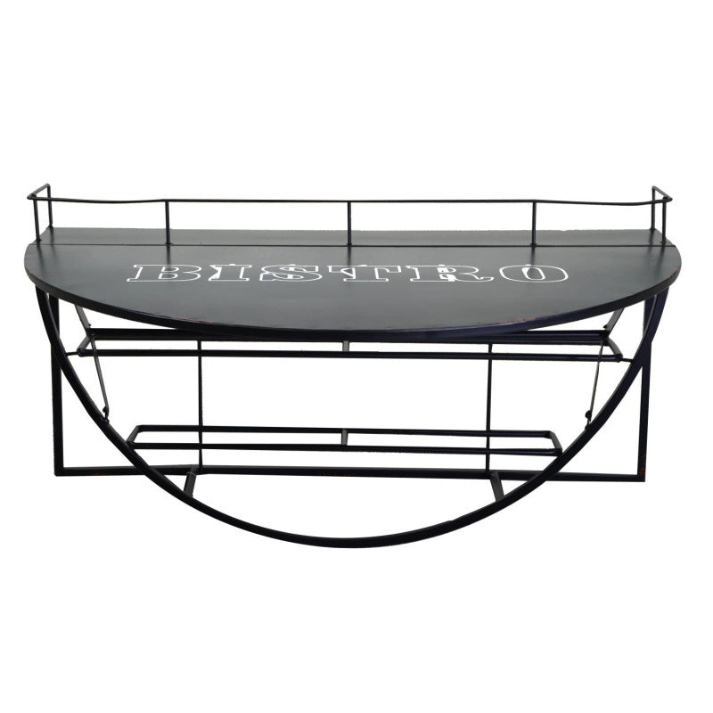 Tavolino metallo da muro con mensola nero cm 70x47h40