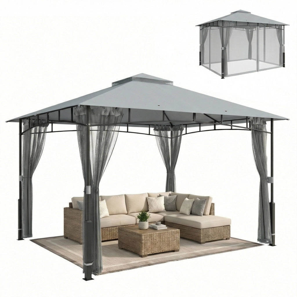 Carpa da giardino con pareti in rete UPF50+ ¨C zephmum ¨C grigio 360x300x275 cm