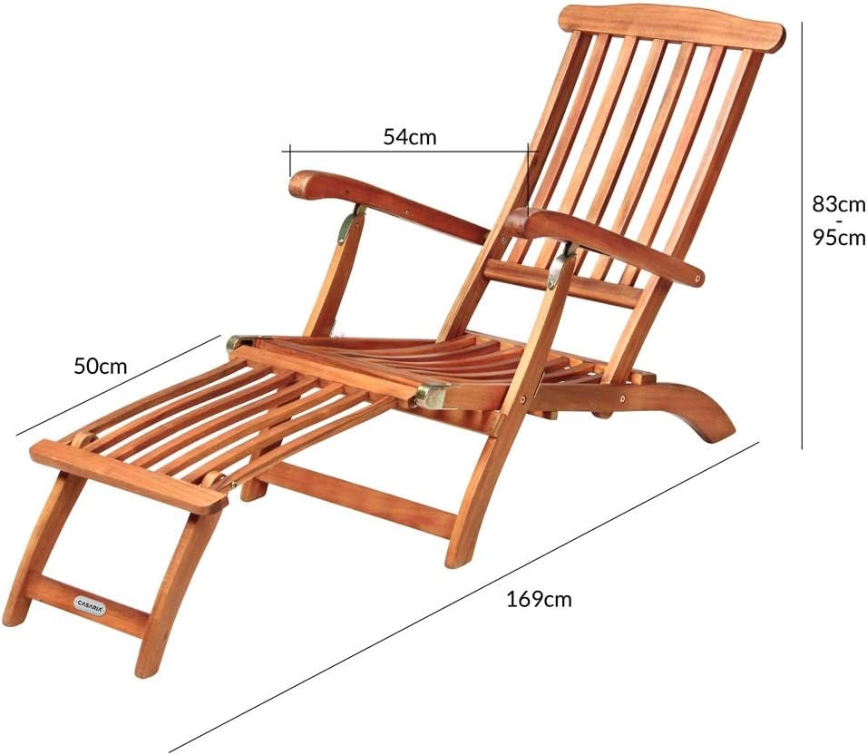 Lettino Prendisole Queen Mary in Legno Acacia Pieghevole Cuscino Antracite Incl. 169x54x95cm