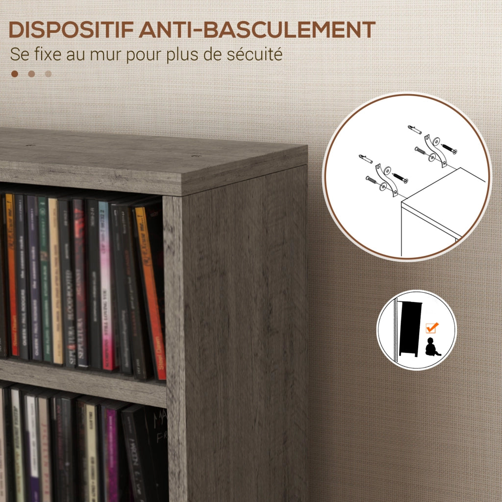 Armadio da 12 compartimenti per CD e DVD ¨C zephmum ¨C grigio scuro 21x22.5x88.5 cm