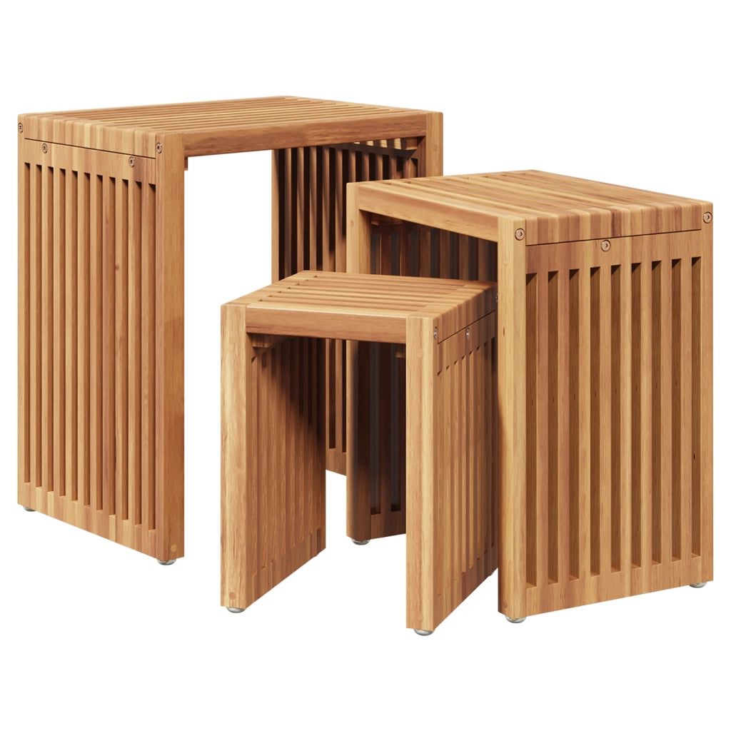 Set di Tavoli da Giardino 3 pz Legno Massello Teak