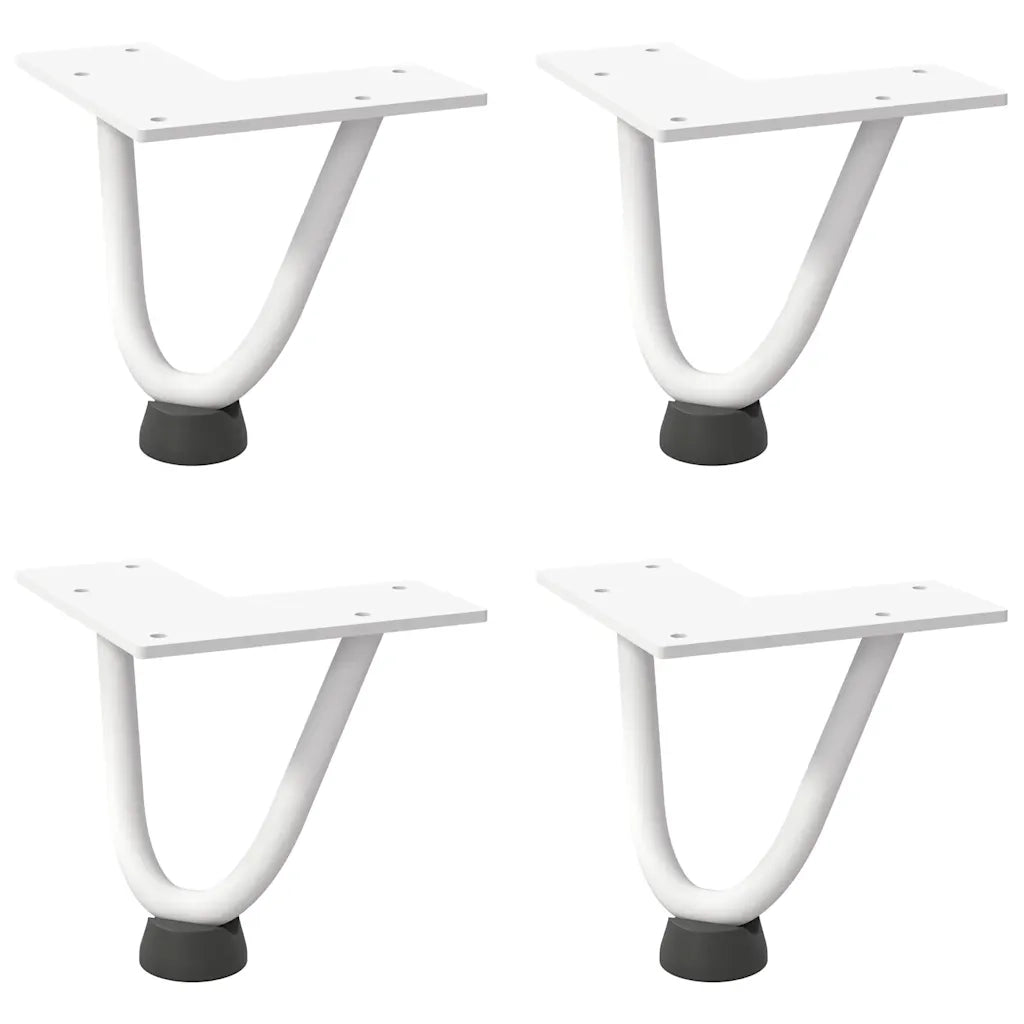 Gambe a forcina per tavolino 4 pz bianche 10 cm in acciaio massiccio