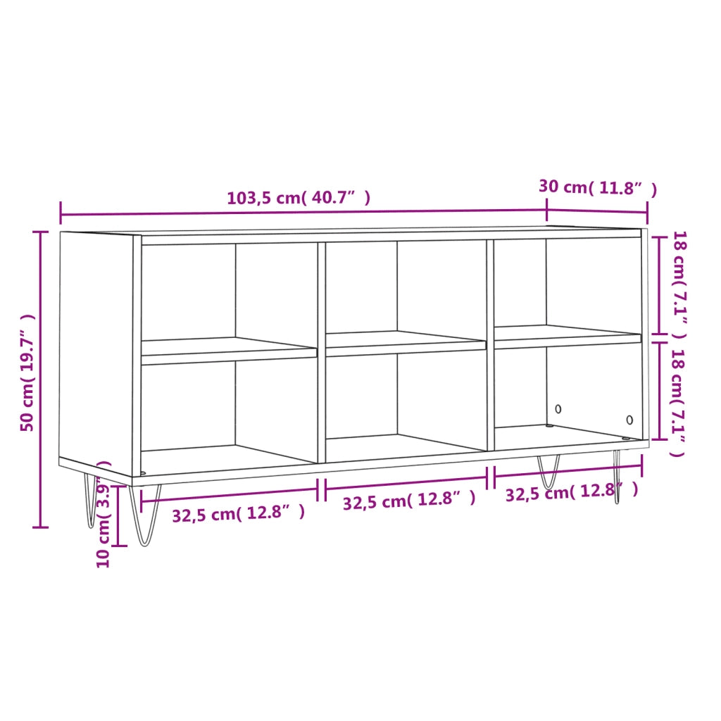 Mobile TV Grigio Sonoma 103,5x30x50 cm in Legno Multistrato 826994
