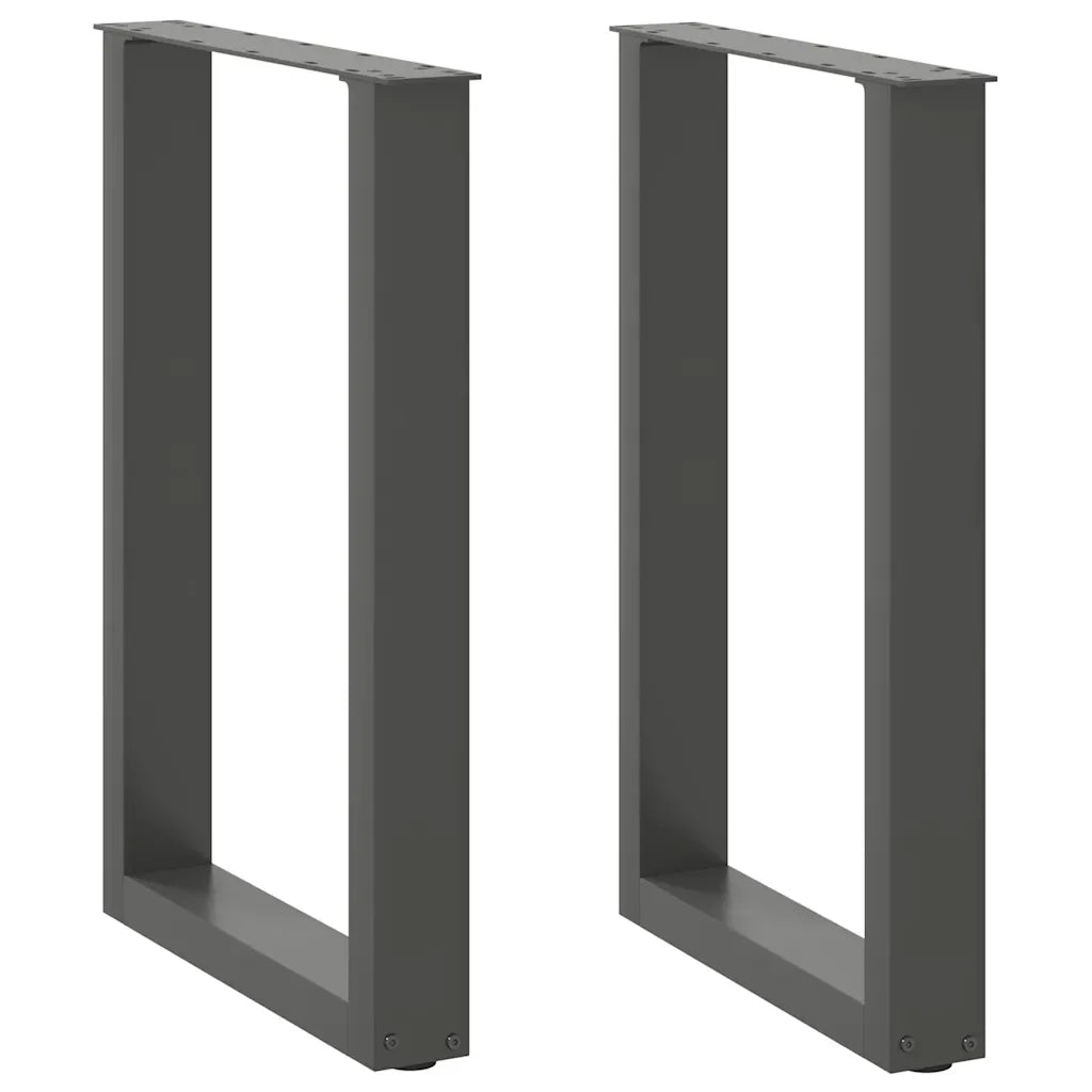 Gambe per tavolo da pranzo a forma di U 2 pz Antracite 50x(72-73) cm Acciaio
