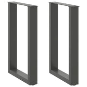 Gambe per tavolo da pranzo a forma di U 2 pz Antracite 50x(72-73) cm Acciaio