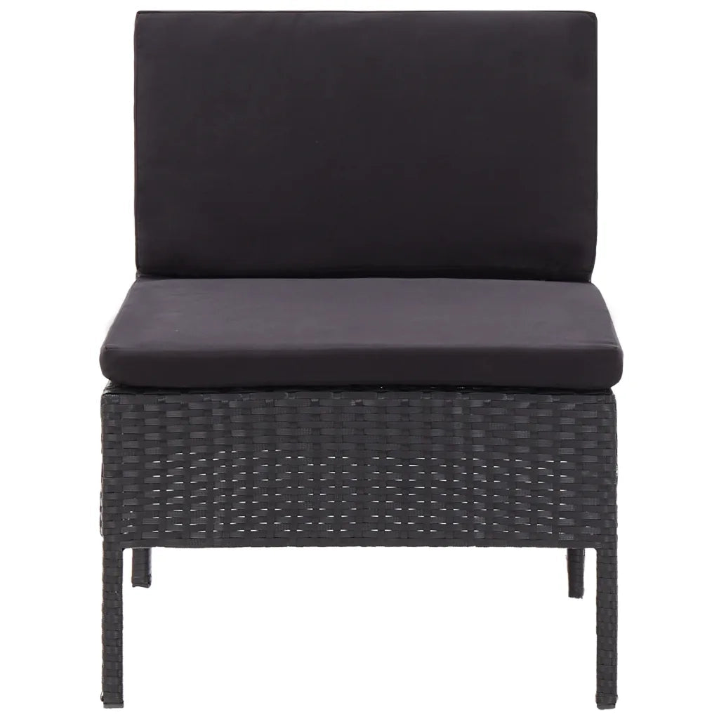 Set Divani da Giardino 6 pz con Cuscini in Polyrattan Nero 48949