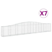 Cestini gabbioni recinzione a gabbia muro di contenimento ad arco 7 pezzi 400 x 30 x 60/80 cm ferro zincato argento 02_0041129